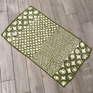 Vintage Handmade Canvas Green Mod Print Table Runner 23x41